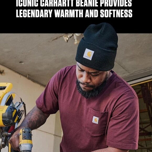 Carhartt Men's Knit Cuffed Beanie, Coal Heather, One Size - Picture 3 of 6